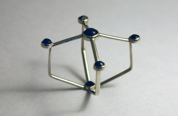 silver and sodalite 'atomium' ring